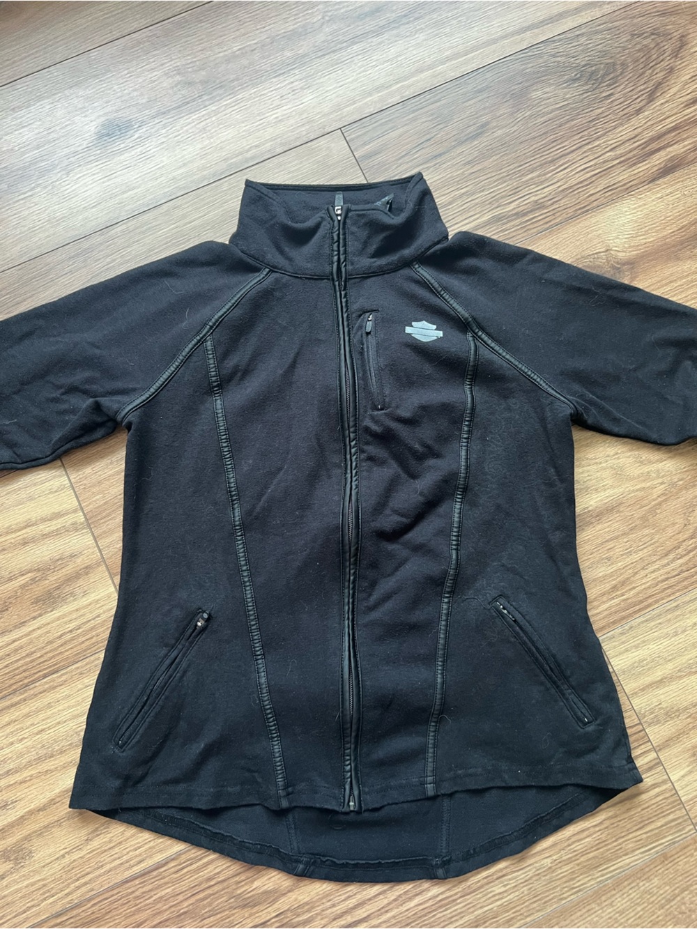 Harley Davidson Black Lace Sheer Back Active Full Zip Track Jacket Size Small